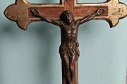 Antique French Altar Crucifix with Memento Mori Skull and Crossbones
