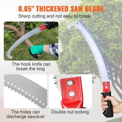 Manual Pole Saw,4.6-9.8 ft Extendable Tree Pruner, Sharp Steel Blade for High Branches Trimming