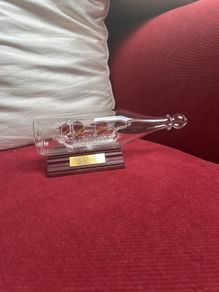 Glass ship in a bottle