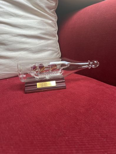 Glass ship in a bottle