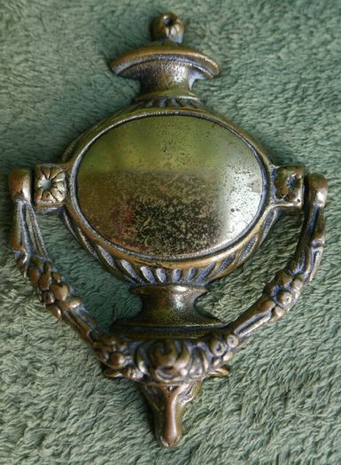 Vintage Solid Brass Door Knocker Floral Rams head