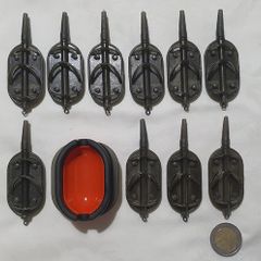 NEW - Size L - Set of 10 Mixed Weight (3x20g) + (7x40g) - ARC Flat Method Feeders + Quick Release Mould - Carp Tench Bream Feeder Method Pellet Dumbells Hybrid Roach