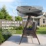 3 Seat Garden Swing Chair Steel Swing Bench w/ Cushions Cup Trays Image 4