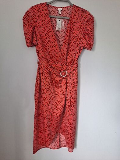 New River Island satin polka dot Occasion dress size UK 12