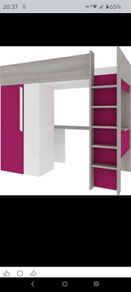 Pink and grey wood effect bunk bed