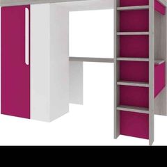 Pink and grey wood effect bunk bed