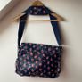 Cath Kidston Navy Blue Floral Oilcloth Messenger Baby Changing Bag with Mat Image 7