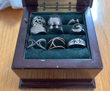 Musical Ring Box and 9 Silver Rings