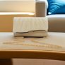 Elegant Striped Clutch Handbag with Detachable Shoulder Strap Image 4