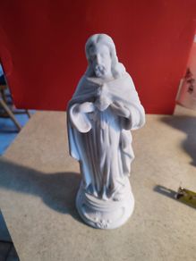 Rare French Holly Figurine Of Sacre Coeur De Jesus