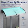 Front Door Canopy Outdoor Awning, 300x100cm, Transparent Image 4