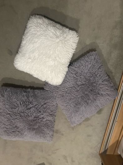 3 fluffy cushions