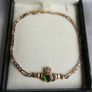 Vintage 9Ct GOLD  Green CZ Claddagh Bracelet L-7,4"   3,38g Image 2