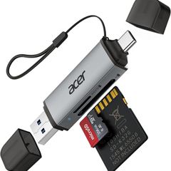 acer SD Card Reader, USB C & USB 3.0 Memory Card Reader Adapter Supports SD/Micro SD/SDHC/SDXC/MMC, Compatible with iPhone 15 Pro, MacBook Pro/Air, iPad Pro 2021, Galaxy S22, Pixel, XPS 13, etc.