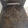 Carved oak antique chair with lion face motif Image 5