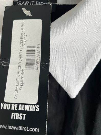 Oversized spliced black white shirt dress size 10