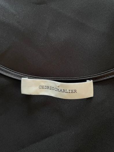 Cedric Charlier Black Scoop-Neck Swing Tank Top - Size 10 - Designer Label