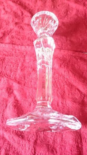 9 Inches Tall Cut Crystal Candle Holder