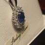 Natural Oval Sapphire, Zircon & Blue Appetite Halo Cluster Pendant Image 5