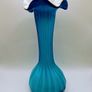 Vintage 1970s art glass marine blue ribbon vase Image 4