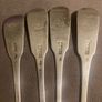12 Irish sterling forks made by Irish silversmiths in the early 1800s with clear full hallmarks all with the same family crest weighing 820 grams almost 29 ounces Image 2