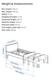 IKEA SLAKT extendable bed and mattress