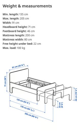 IKEA SLAKT extendable bed and mattress