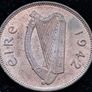 [#124] - Ireland 1942 | Irish 1/2d | Irish Half Penny | Sow | KM.10 | UNC Image 2
