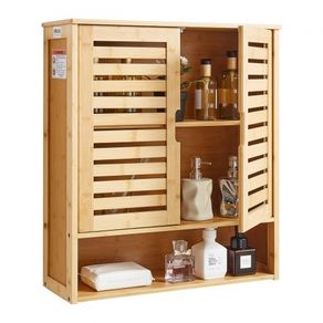 Bathroom Wall Cabinet, 2 Doors and Adjustable Shelf, Over the Toilet Storage Medicine Cabinet Wall Mounted, Hanging Organizer with Shelves