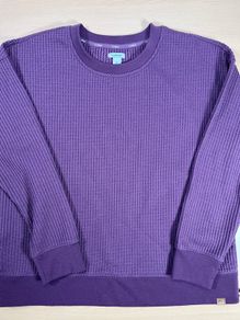 L.L Bean Birchwood Brushed Crewneck Waffle Top - Womens Size M