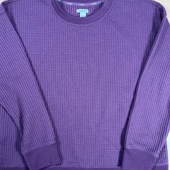 L.L Bean Birchwood Brushed Crewneck Waffle Top - Womens Size M