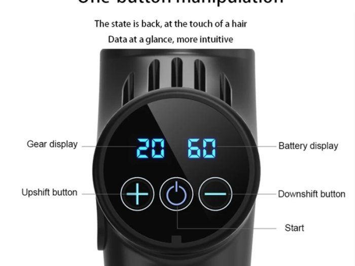 PREMIUM Massage Gun Deep Tissue Muscle Massager 6 Attachments LCD Control 20 Speeds