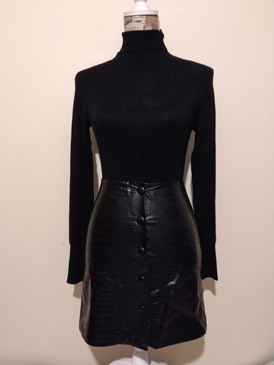 Faux Leather Black Skirt
