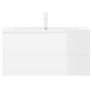 Sink Cabinet with Built-in Basin High Gloss White Chipboard Image 4
