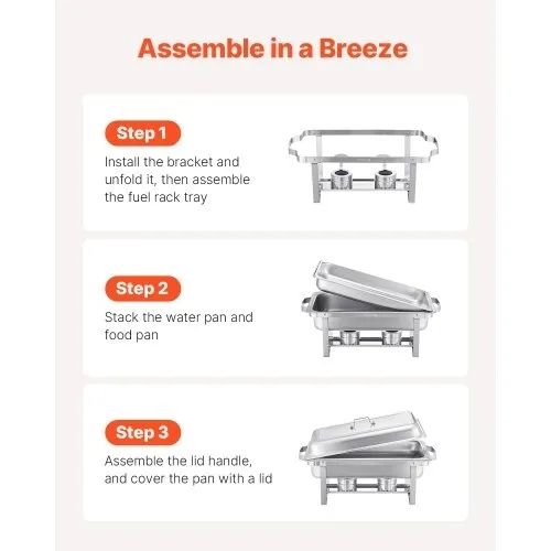 Features & Details Elegant Silver Finish: The modern silver color of this chafing dish warmer adds a sophisticated touch to any event. Whether it's a buffet, party, or wedding, this sleek design enhances your table setting and elevates the atmosphere 