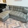 Kris Grey Velvet Sofa Bed, Reversible Chaise & Storage Image 2