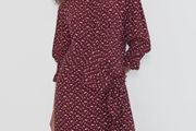 Zara burgundy midi dress uk 10 to small 12