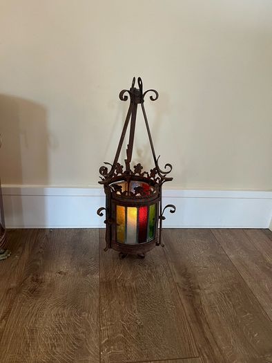 Antique Stained Glass Hall Lantern