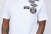Mens tshirt top Mercier white with black badges XS