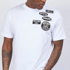 Mens tshirt top Mercier white with black badges XS