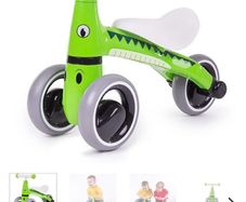 Kids green tricycle bike Diditrike Crocodile ride on