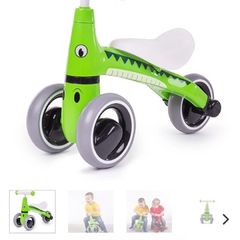 Kids green tricycle bike Diditrike Crocodile ride on