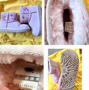 Ugg classic mini blossom boots pink suede floral cosy