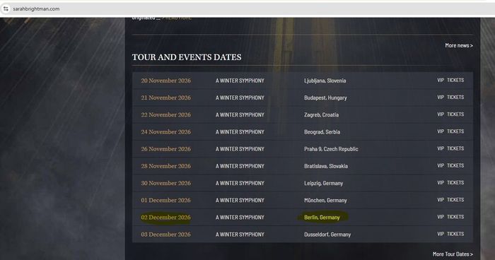 Sarah Brightman A Winter Symphony concert ticket - Berlin 2Dec2026