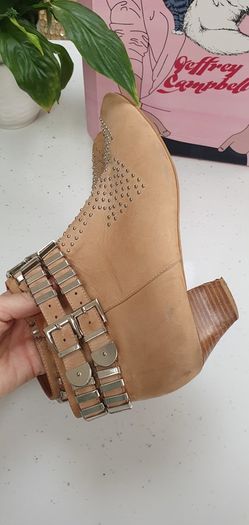 JEFFREY CAMPBELL Benater Nude Leather ankle boots Sz 8UK - Rrp 205 (New)