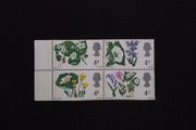Great Britain Stamps Block of 4 (MNH) Flowers 1967