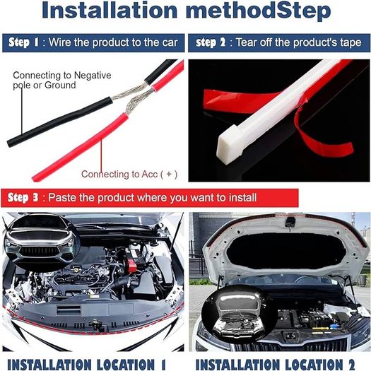 FREE SHIPPING LED Hood Light Strip, 70 Inch 12V Flexible Waterproof Daytime Running Lights for Car, Universal Engine Cover Decoration Accessories for Cars, SUVs, Trucks, Dynamic Scan Start-up Effect
