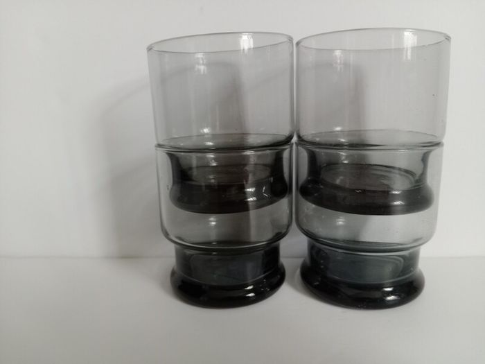 Smoked glass, vintage glass tumblers, 1970s glass