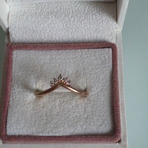 Pandora Tiara wishbone cubic zirconia rose gold plated size 54 perfect condition (no box)