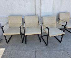 Modern Beige Faux Leather Set of 4 Dining Chairs. Excellent Condition